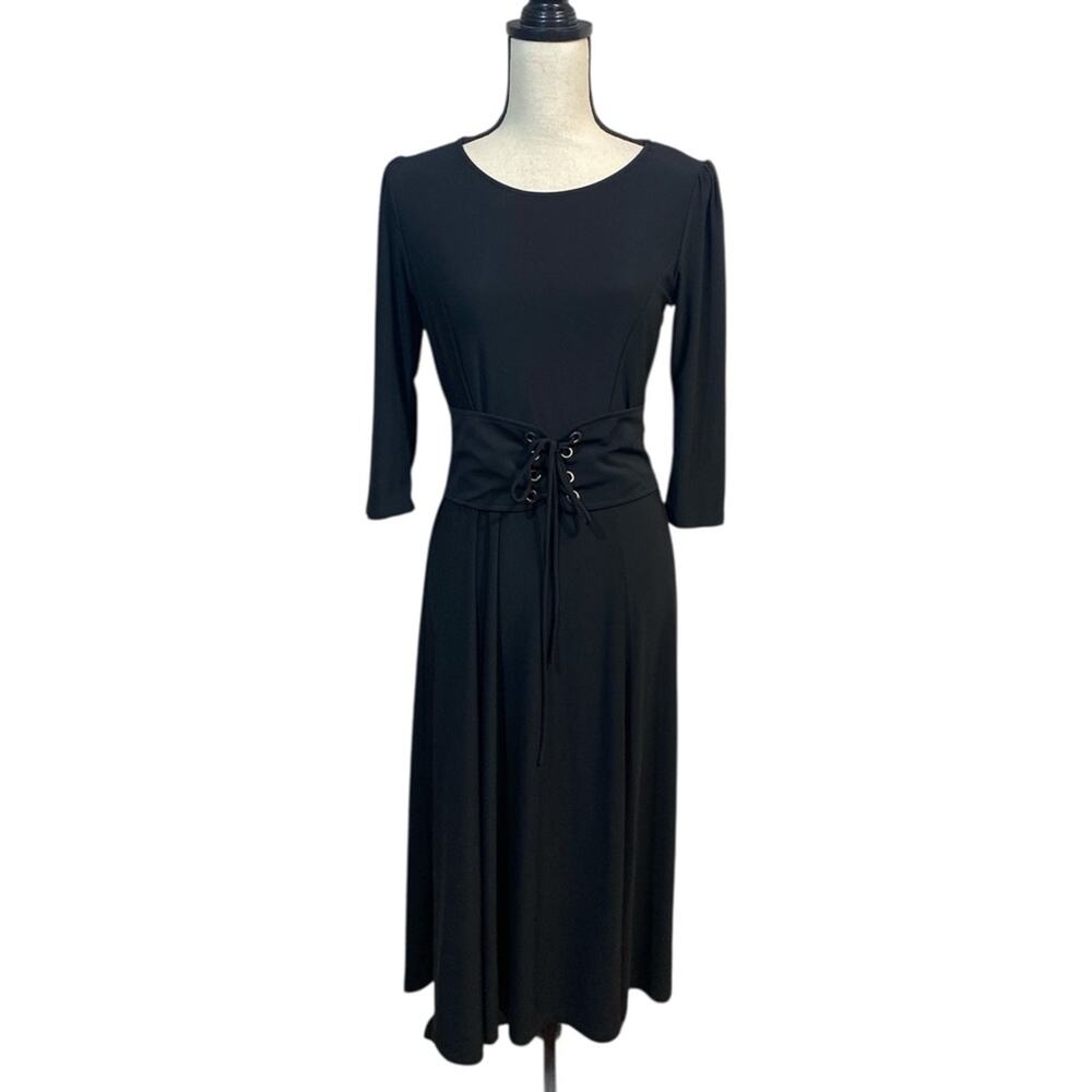 Kate & Mallory Black Stretch Jersey Corset Waist Dress Size Medium Goth